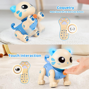 ربات اسباب بازی گربه موزیکال کنترلی آبی Robot Cat Toy for Kids, Remote Control Kitty Toys_اسباب بازی